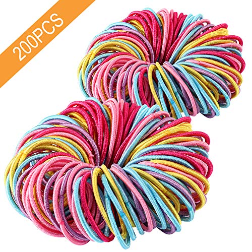 Premium 200 PCS Elastic Hair Ties, Multi-color Ouchless Ponytail Holders, Hair Bands Holders Hair Accessories for Girls