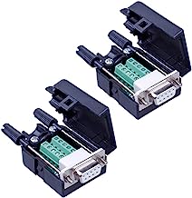 Anmbest 2PCS DB9 Solderless RS232 D-SUB Serial to 9-pin Port Terminal Male Adapter Connector Breakout Board with Case Long Bolts Tail Pipe (2PCS Female)