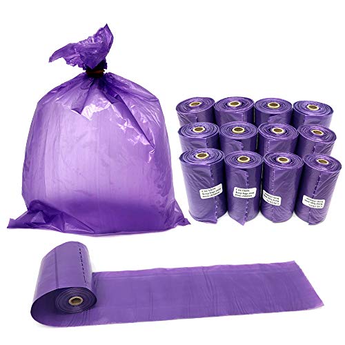 IHISANE Dog Poop Bags, Leak-Proof Doggie Waste Baggies, Biodegradable Poop Bags for Dogs, 12 Rolls Purple Unscented Pet Waste Disposal Refill Bags