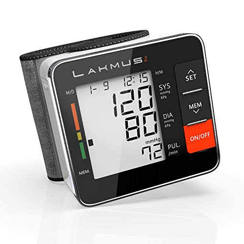 Blood Pressure Monitor Wrist Cuff - Digital BP Monitor - Fully Automatic Accurate Wrist Pressure Monitor for Home - Wrist BP Machine with Large LCD Display Carrying Case 2AAA (White) (Black)
