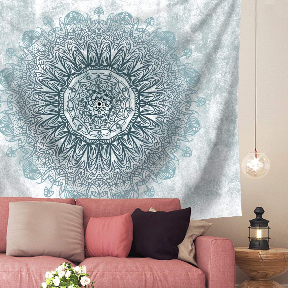 Book Cover Indusleaf Mandala Tapestry Wall Decor Blue Psychedelic Hanging Bohemian Living Room for Women Girls and Teal Boho Medallion