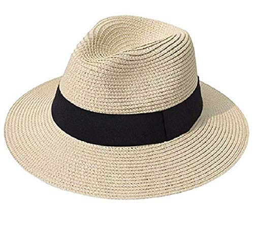 Panama Hat Women Sun Hats for Women Men Wide Brim Fedora Straw Beach Hat