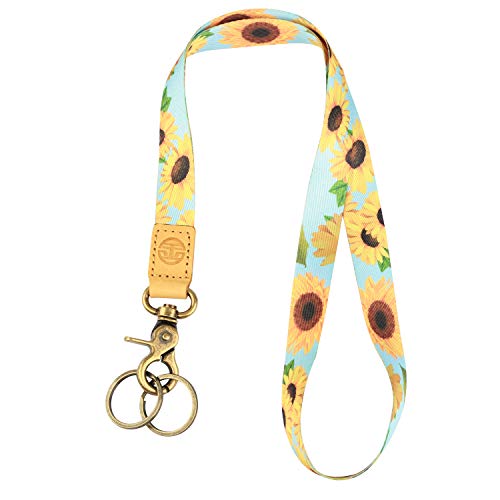 Book Cover Neck Lanyard Keychain Holder with 2 Free Keyring (Sunflower)