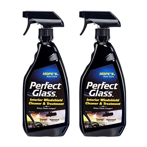 HOPE'S Auto Care Perfect Glass Interior Windshield Cleaner and Treatment - 23 oz, No-Residue Formula, Enhanced Visibility, Blocks Haze and Film, Safe on Tint, Streak-Free, Ammonia-Free - Pack of 2