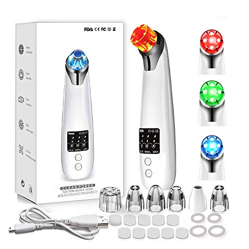 Blackhead Remover Vacuum,Pore Cleaner Electric Suction Facial Vacuum Comedo Acne Blackhead Extractor Tool with LED Display&6 Suction Head for Women & Men Facial Skin Treatment