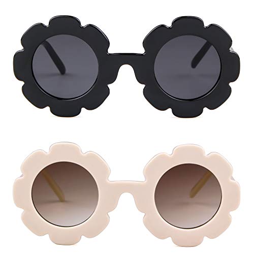 ADE WU Sunglasses for Kids Round Flower Cute Glasses UV 400 Protection Children Girl Boy Gifts