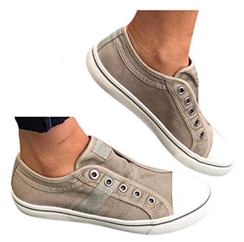 Flat Canvas Shoes Womens Sports Running Sneakers Shoes Teen Students Slip On Beach Boat Shoes by Gyouanime