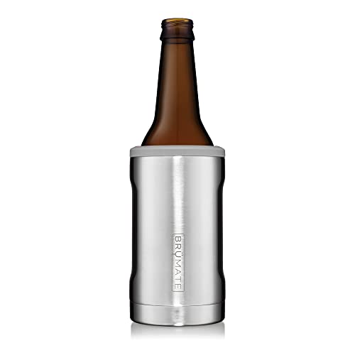 Book Cover BrÃ¼Mate Hopsulator BOTT'L - Insulated Beer Bottle Cooler for 12 Oz Bottles - Double-walled Stainless Steel - Perfect for Travel & Keeping Drinks Cold Outdoors (Stainless)