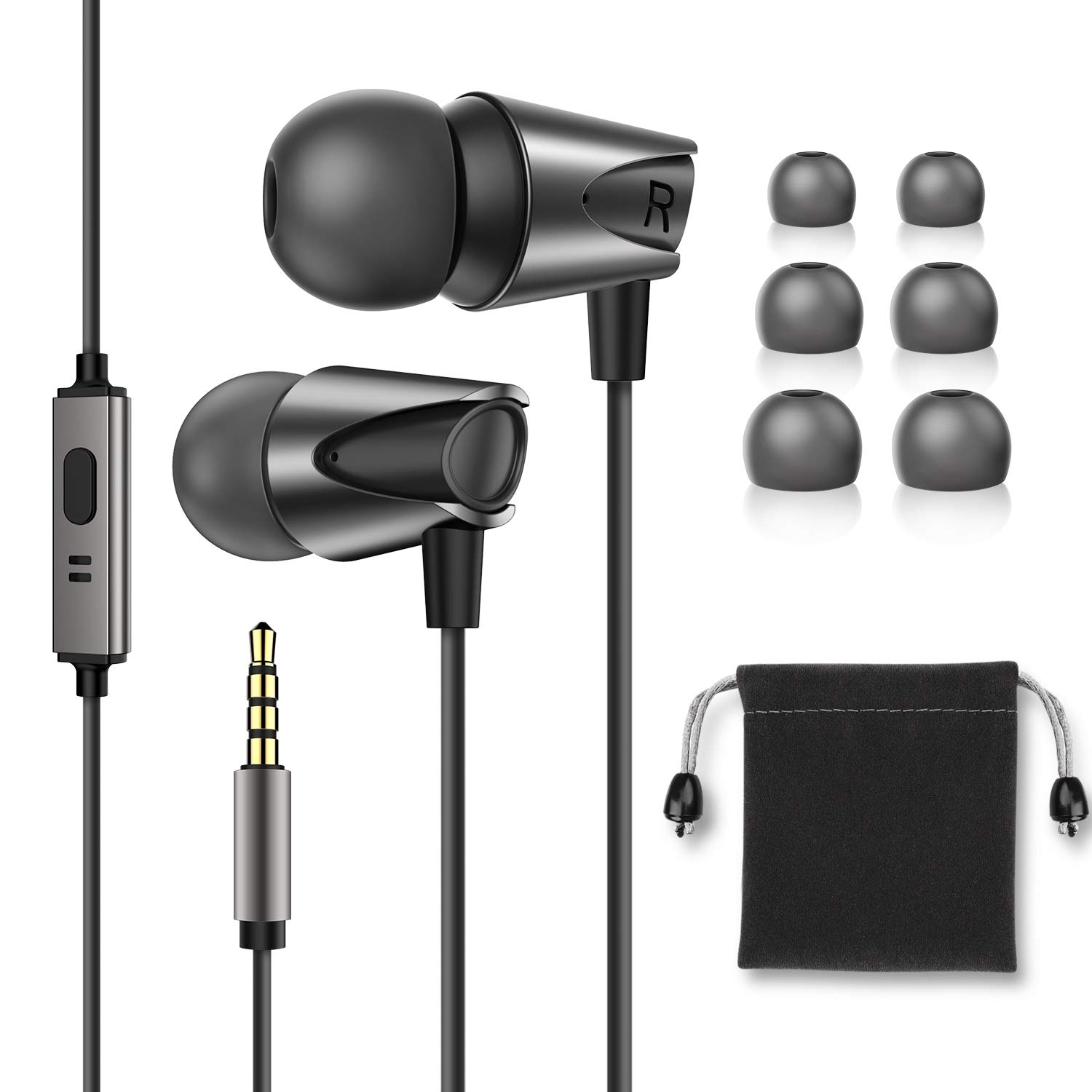 in-Ear Headphones,Hi Res Stereo M17 Wired Earphones Comfortable Tangle Free Earbuds with Deep Bass for iPhone,iPod,Android Smartphones,MP3 Players,Tablets and All 3.5mm Audio Jack