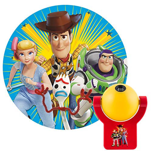 Book Cover Projectables Disney Toy Story 4 LED Night Light, Plug-In, Dusk-to-Dawn, for Kids, Buzz Lightyear, Sheriff Woody, Bo Peep, and Forky On Ceiling, Wall, or Floor, 45057, 1-Image