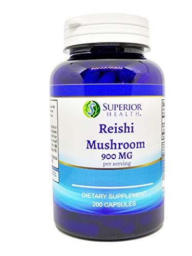 Book Cover S SUPERIOR HEALTH Reishi Mushroom 900mg Per Serving 200 Capsules, 100 Day Supply