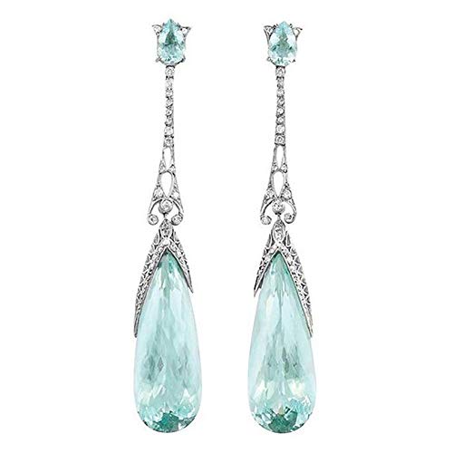 andy cool Premium Quality Fashion Earrings for Women,Faux Topaz Inlaid Water Drop Dangle Stud Earrings Jewelry Gift - Green