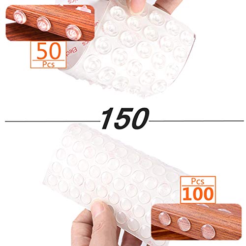 Sound Dampening Cabinet Bumper Non Slip Adhesive Rubber Bumpers 150 PCS 2 Different Type Assorted Soft Close Door Drawer Dots Make Home Improvements Easier