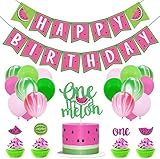 Yaaaaasss! One in A Melon Party Decorations Cake Topper Cupcake Toppers Melon Balloons and Happy Birthday Banner for Summer Fruit Themed 1st Watermelon Birthday Party Decoration 32 PCS