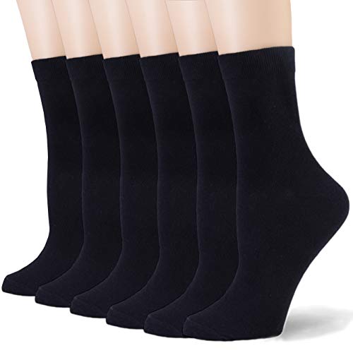 6 - 9 Pairs Women's Black Crew Socks Thin High Ankle LightWeight Ladies Socks