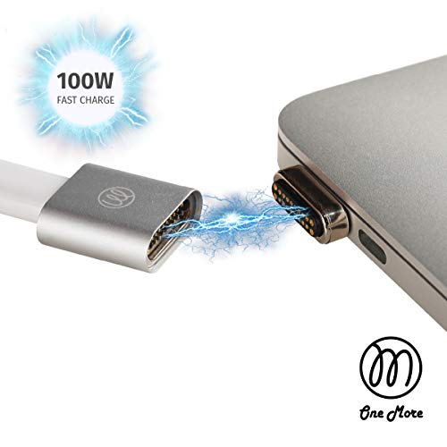 Book Cover Magnetic USB C Adapter, 20 Pins, Type C Connector, 100W PD Fast Charging, 10 GBP/s, 4K@60Hz, Compatible with MacBook [Onemore] Silver, Square-Type