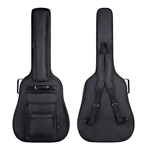 Book Cover CAHAYA [Upgraded Version] 41 Inch Acoustic Guitar Bag 6 Pockets 0.3 Inch Thick Padding Waterproof Guitar Case Gig Bag Multi-pockets Guitar Bag