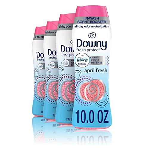 Book Cover Downy Fresh Protect April Fresh with Febreze Odor Defense in-wash Scent Beads, 10 oz, 4 Count