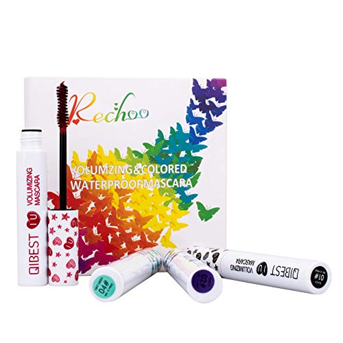Waterproof Color Mascara, COOSA 7 Color Variety Pack Mascara Eyeliner Charming Longlasting Mascara for Eyelash Eye Makeup-7PCS