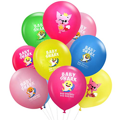 42 Pcs 12 Inch Baby Shark Balloons Party Supplies for Kids Boys Girls Birthday Baby Shower Party Pool Party Under The Sea Shark Theme Helium Balloon Decorations