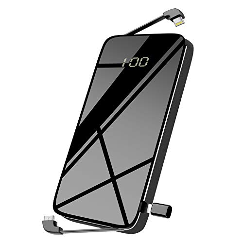 DULLA Portable Phone Charger Power Bank, M20000 10000mAh Built-in Cable with LCD Display for iPhone and All Digital Devices