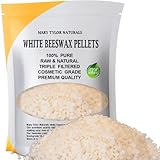 White Beeswax Pellets (1 lb), Certified Organic by Mary Tylor Naturals, Premium Quality, Cosmetic Grade, Triple Filtered Pastilles Great for DIY Lip Balm Recipes Body Creams, Lotions, Deodorants