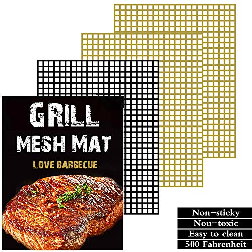 Wodahan BBQ Grill mesh mats Set of 3 :Non-Stick Grill mats，Copper Grill mats，Reusable，Used to Grill Fish/Meat/Vegetables, etc,Suitable for Charcoal, Electrical and Gas Grilling.