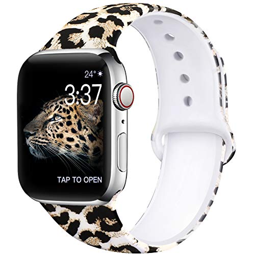 Bravely klimbing Floral Bands Compatible for App le Watch Band 38mm 40mm 44mm 42mm Fadeless Pattern Printed Replacement Band Wristband for iWatch Series 5 4 3 2 1, for Women Men Kids S/M M/L