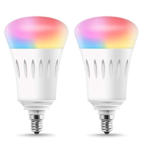 Book Cover LOHAS Smart LED Bulb, WiFi LED Light Bulbs Candelabra Base E12 Dimmable, Smart Lights Multicolor A19 LED 60W Equivalent Work with Alexa, Google Assistant, Siri and IFTTT(No Hub Required) 810LM, 2 Pack