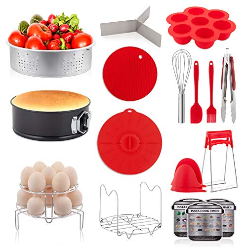 YIHONG 20 Pieces Pressure Cooker Accessories Set Compatible with Instant Pot 6 8 Qt - 2 Steamer Baskets- Non-stick Springform Pan - Stackable Egg Rack - Silicone Egg Bites Mold- with Free Ebook Recipe