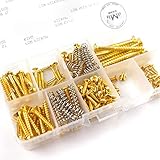MAKA Guitar Screw Kit Assortment Box Kit for Electric Guitar Bridge, Pickup, Pickguard, Tuner, Switch, Neck Plate, with Springs, 9 Types, Total 149 Screws, Gold