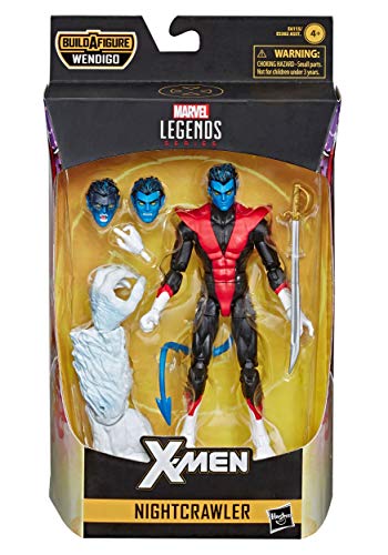 Marvel Classic Hasbro Marvel Legends Series 6" Collectible Action Figure Nightcrawler Toy (X-Men/X-Force Collection) – with Wendigo Build-A-Figure Part, Brown/A