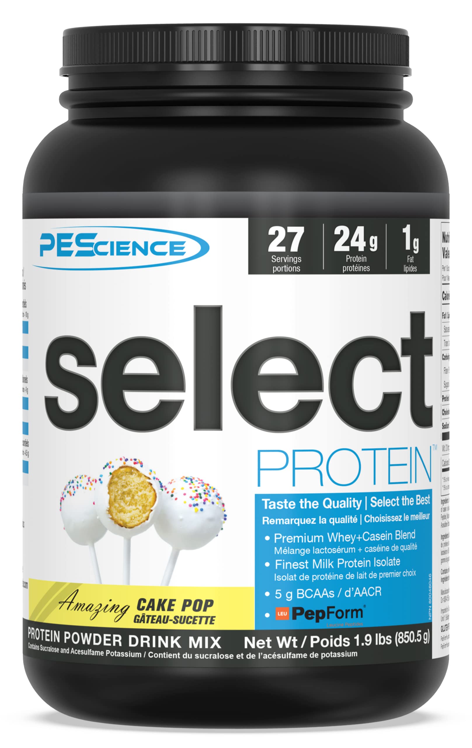 PEScience Select Low Carb Protein Powder, Cake Pop, 27 Serving, Keto Friendly and Gluten Free Cake Pop 27 Servings (Pack of 1)