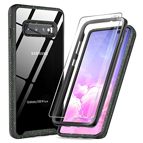Book Cover Galaxy S10 Plus Case with [Not Built-in] 3D HD Screen Protector [2 Pack], LeYi Heavy Duty Hybrid Rugged Clear Bumper Shockproof Phone Cover Case for Samsung Galaxy S10 Plus Black