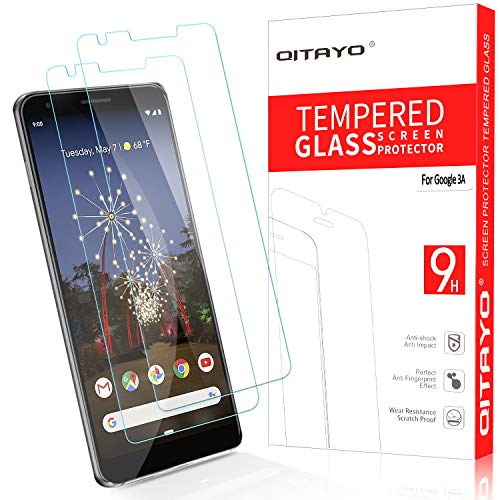 Book Cover QITAYO Screen Protector for Google Pixel 3a, [HD Clear] [Bubble-Free][Case Friendly] Tempered Glass Screen Protector Compatible with Google Pixel 3a