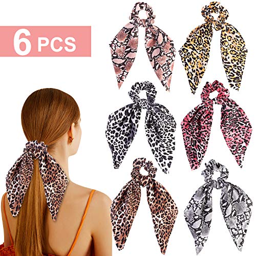 Wooyaya 6Pcs Scarves Scrunchies Tropical Travel Style Elastic Hair Bands Hair Ties Rope Ponytail Holder Hair Accessories for Women and Girls