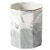 Inlefen TriplekindAABB Yeegfeycc Ceramic Pen Holder Cup Marble Pattern Pencil Organizer Pot Holders for Desk (Gray)