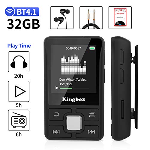 MP3 Player, 32GB Music Player with BT 4.1, Audio Walkman with Wearable Clips Support E Book,Voice Recorder,FM Radio,Photo Viewer, Expandable Up to 128 GB