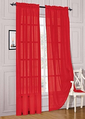 Book Cover Jasmine Linen 2 pc Sheer Curtain Panel Set for Kitchen/Bedroom 84