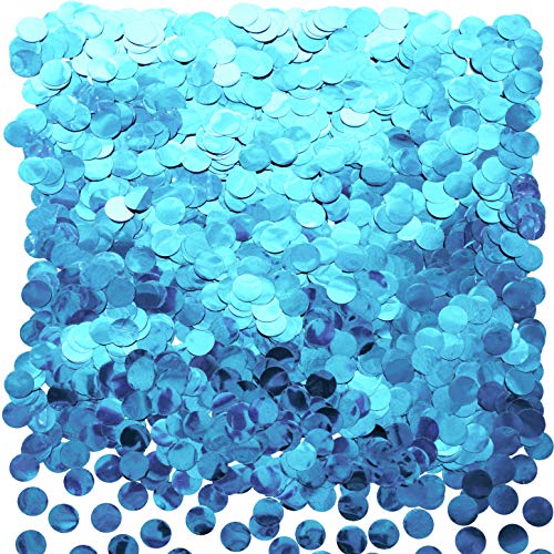 Light Blue Foil Metallic Round Table Confetti Decor Under the Sea Baby Shower Birthday Party Circle Dots Mylar Table Scatter Confetti Wedding Bachelorette Party Confetti Decorations, 50g