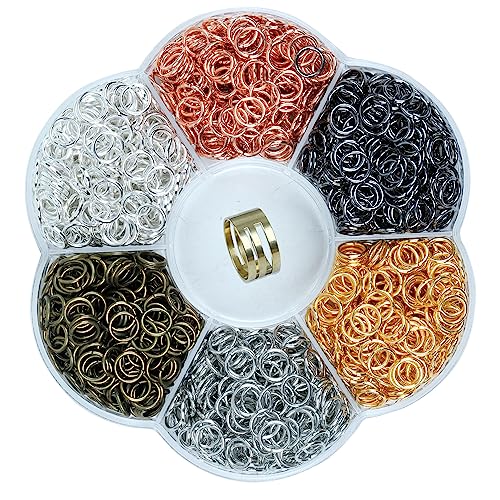 YAKA1800Pcs 6mm1Box 6 Colors Open Jump Ring,Ring Jewelry Keychain for Jewelry Making Accessories,1Pcc Jump Ring Open/Close Tool and 1Pcs Clear Box (0.23"/6mm)
