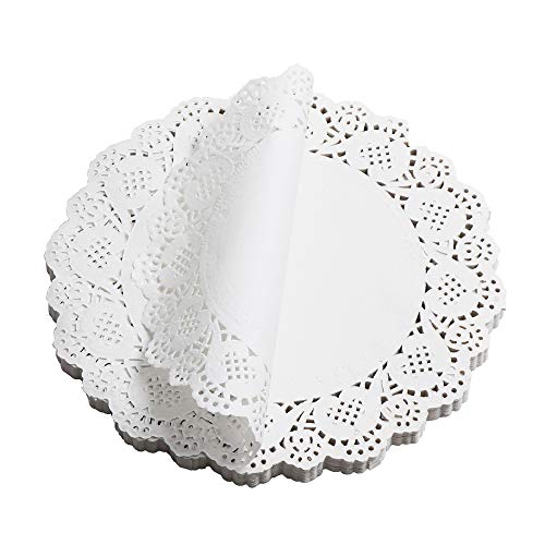 Paper Doilies, McoMce 100 Pieces Doilies Paper, Lace Doileys Paper Round Decorative Paper Placemats Bulk for Desert, Tableware Decoration, 7.5’’ Large Doiles Round Paper Placemats for Cake Packaging