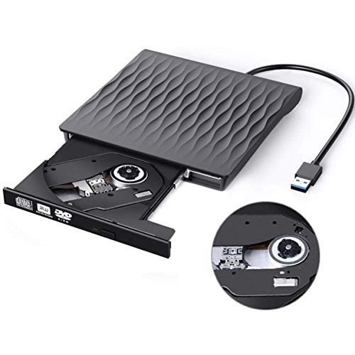 External CD/DVD Drive USB 3.0 Slim Portable High Speed Data Transfer CD/DVD-RW Drive/Writer/Burner/Rewriter/Player for MacBook Pro Laptop/Desktops Win 7/8/10 and Linux OS (Black)