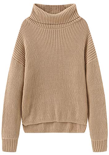 Book Cover Fancy Stitch Women's Turtleneck Loose Fit Rib Knitted Sweater