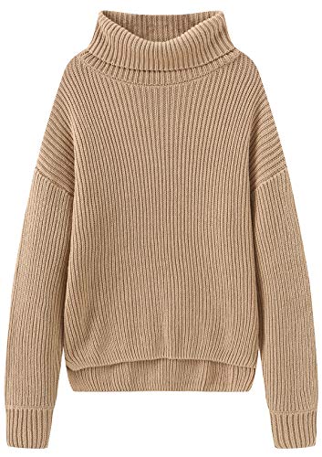 Fancy Stitch Women's Turtleneck Loose Fit Rib Knitted Sweater
