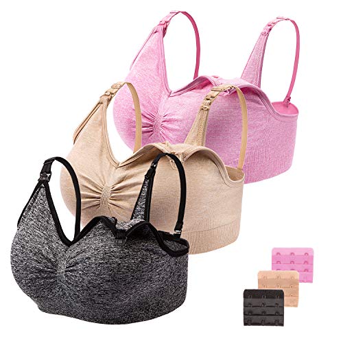 JAROLX Nursing Bra Women Seamless Sleep Bras Breastfeeding Maternity Bra with Remove Bra Pads Extenders