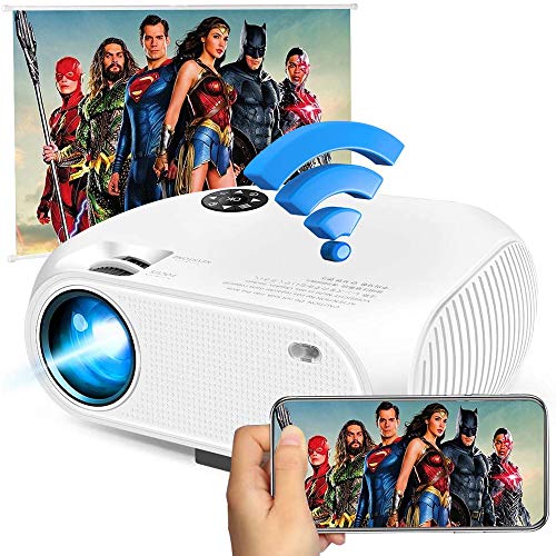 Wireless WiFi Movie Projector 4200Lux, Ifmeyasi 2021 Upgraded Mini Video Projectors, USB Directly Connect with Smartphones, 1080P Supported, 200" Display, Compatible with HDMI, USB, VGA, AV, SD