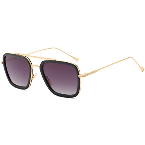Tony Stark Sunglasses Retro Aviator Sunglasses Square Metal Frame Iron Man Sunglasses