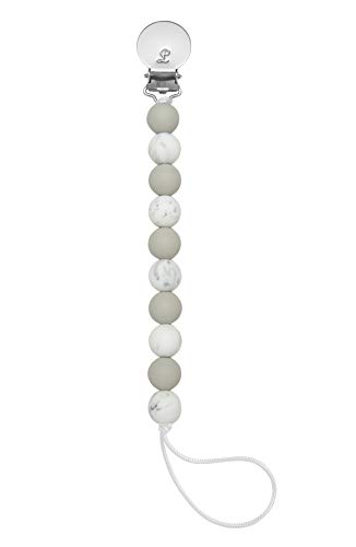 Loulou Lollipop - Lolli - Best Silicone Pacifier Clip and Holder â€“ Marble Grey