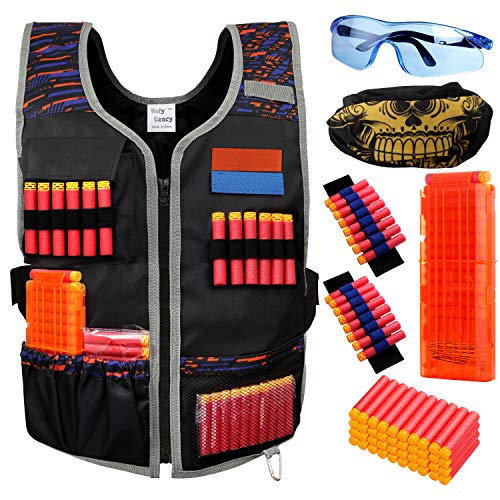 Hely Cancy Large Size Adjustable Toy Tactical Vest Kit Compatible with Nerf N-Strike Elite Series for Men, Big Kids XL-Size